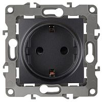 Розетка с заземлением без рамки Эра S12 1-м 16А антрацит картинка